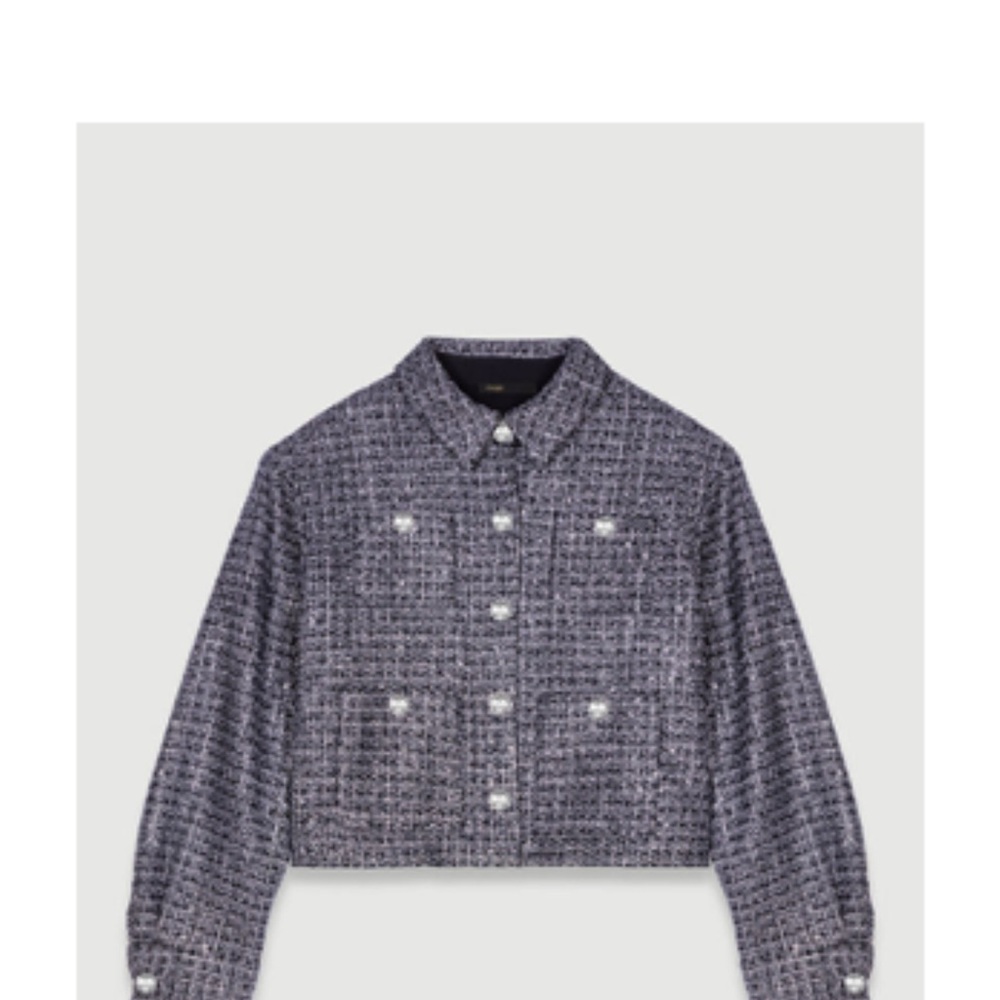 Maje Black and Gray Tweed Blazer